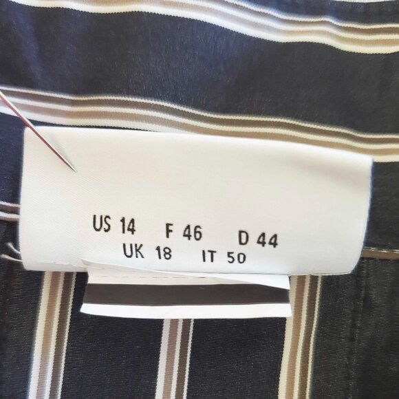 AKRIS PUNTO Womens Striped Asymmetric Insert Shirtdress Dress Charcoal 14 - Picture 8 of 12